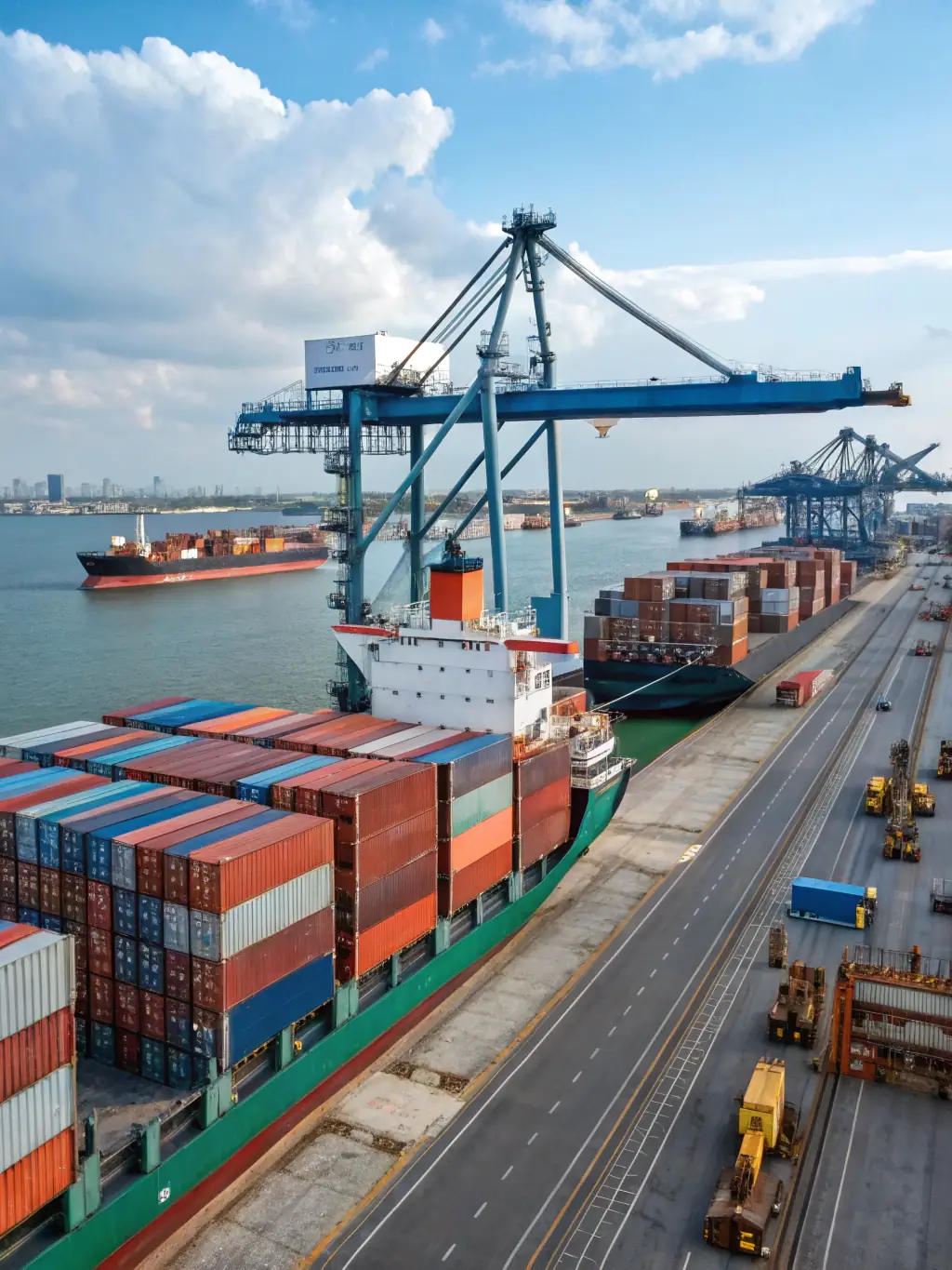 A luxury car being loaded onto a transport ship, representing Braumrott's vehicle import/export services.